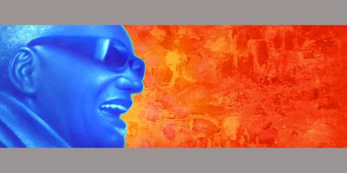 Ray Charles portrait red